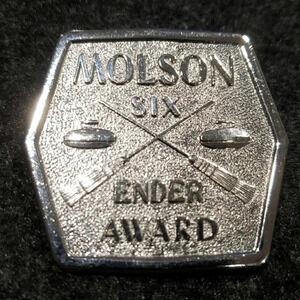 Molson Six Ender Award Curling Stone And Broom Lapel  Pin